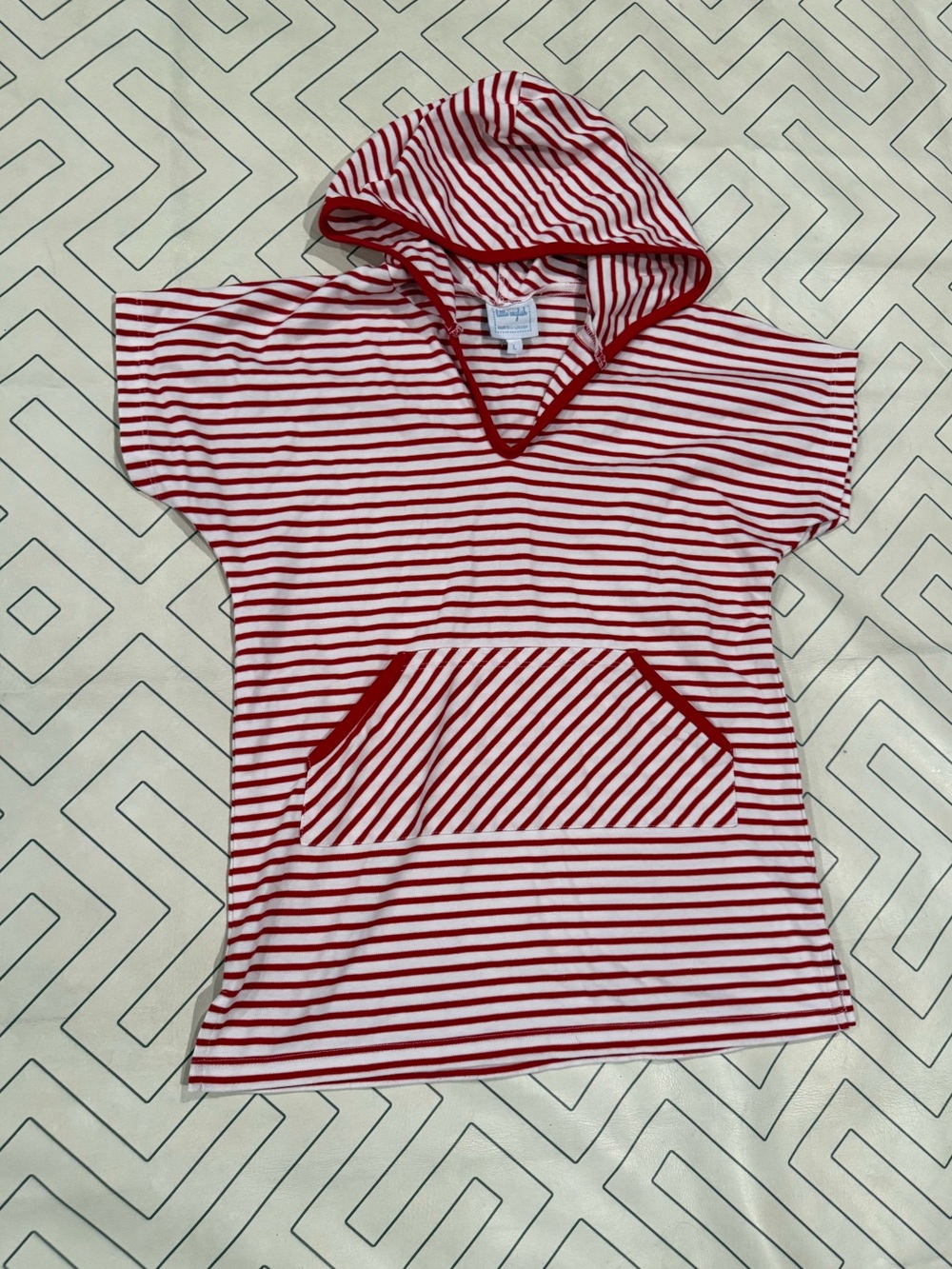 Bella Bliss Kids Red & White Striped Hooded Swim Cover-Up